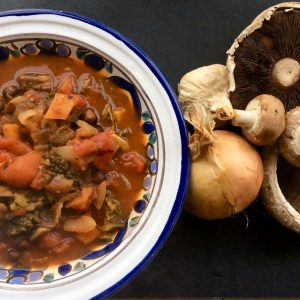 bowl with mushroom stew